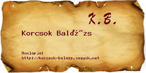 Korcsok Balázs névjegykártya